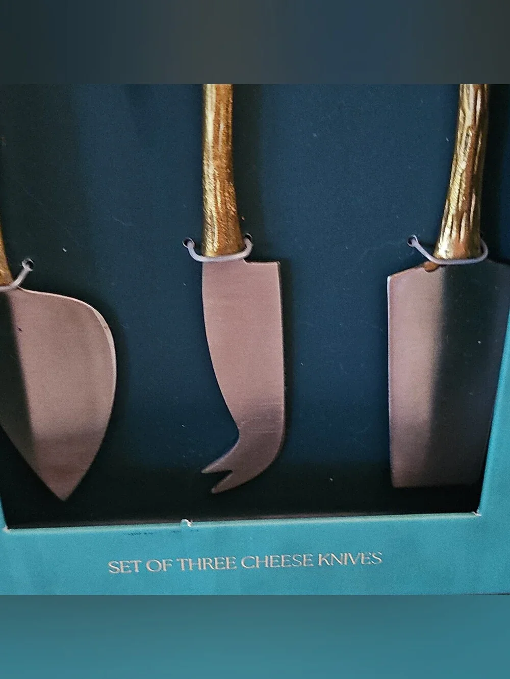 Anthropologie Gold Bird-Handled  Set Of 3 Cheese Knives